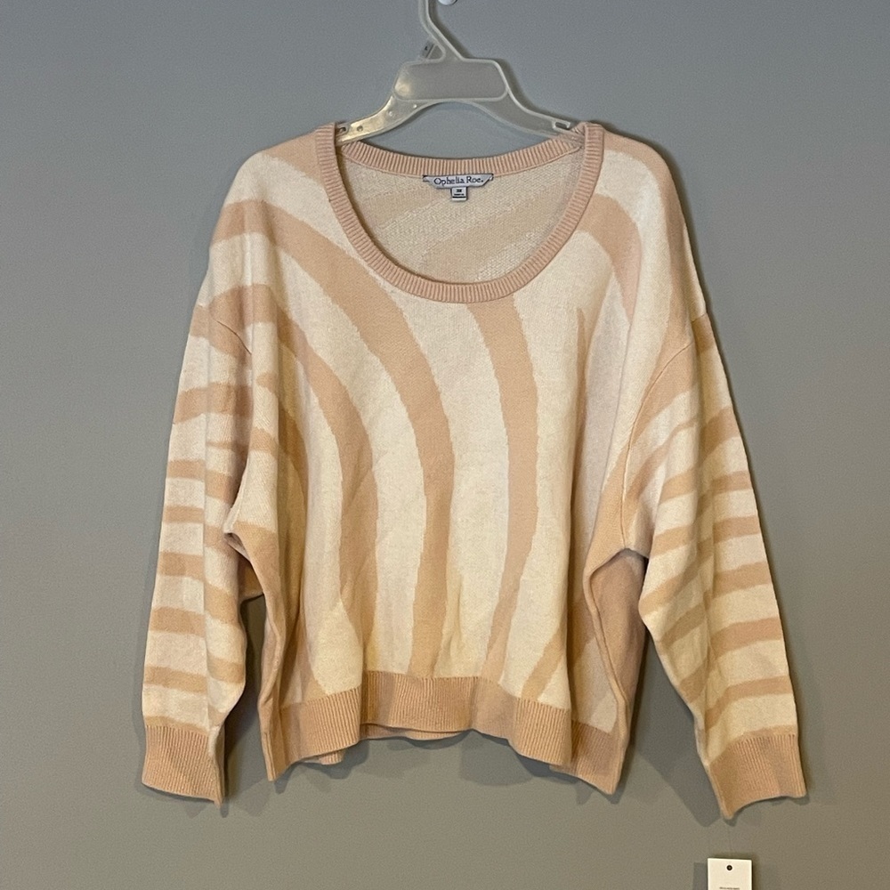 NWT Ophelia Roe women’s cream and tan zebra print sweater lightweight size  3x